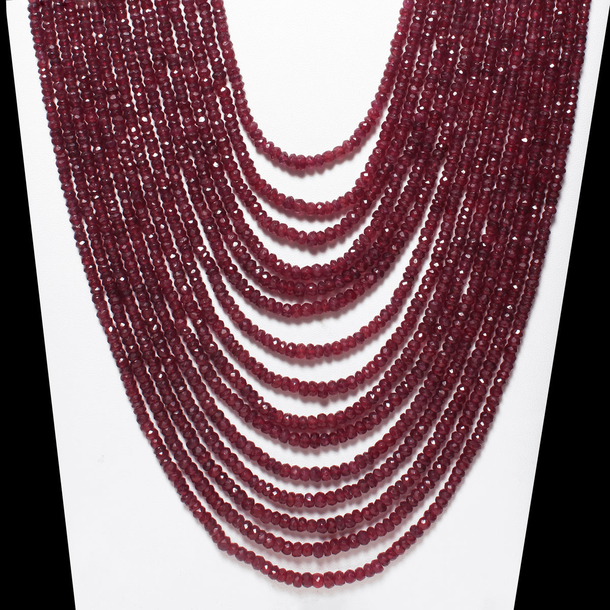 Royal Natural Ruby Red 15-Layer Statement Necklace – Luxury Traditional Sarafa Gemstone Jewelry