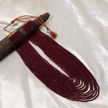 Royal Natural Ruby Red 15-Layer Statement Necklace – Luxury Traditional Sarafa Gemstone Jewelry