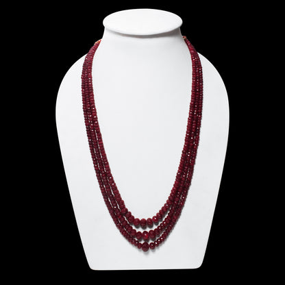 Elegant Ruby 3-Layer Sarafa Necklace – Traditional Red Gemstone Jewelry for Love & Confidence