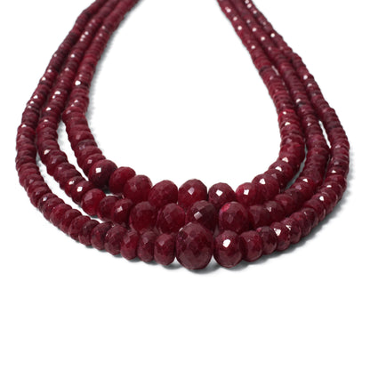 Elegant Ruby 3-Layer Sarafa Necklace – Traditional Red Gemstone Jewelry for Love & Confidence