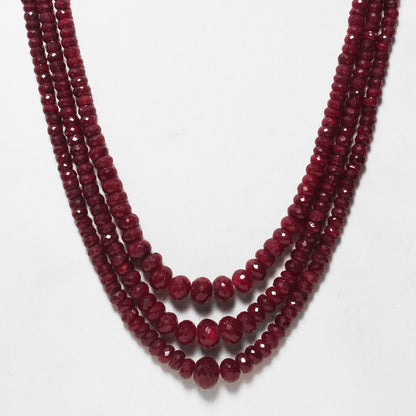 Elegant Ruby 3-Layer Sarafa Necklace – Traditional Red Gemstone Jewelry for Love & Confidence