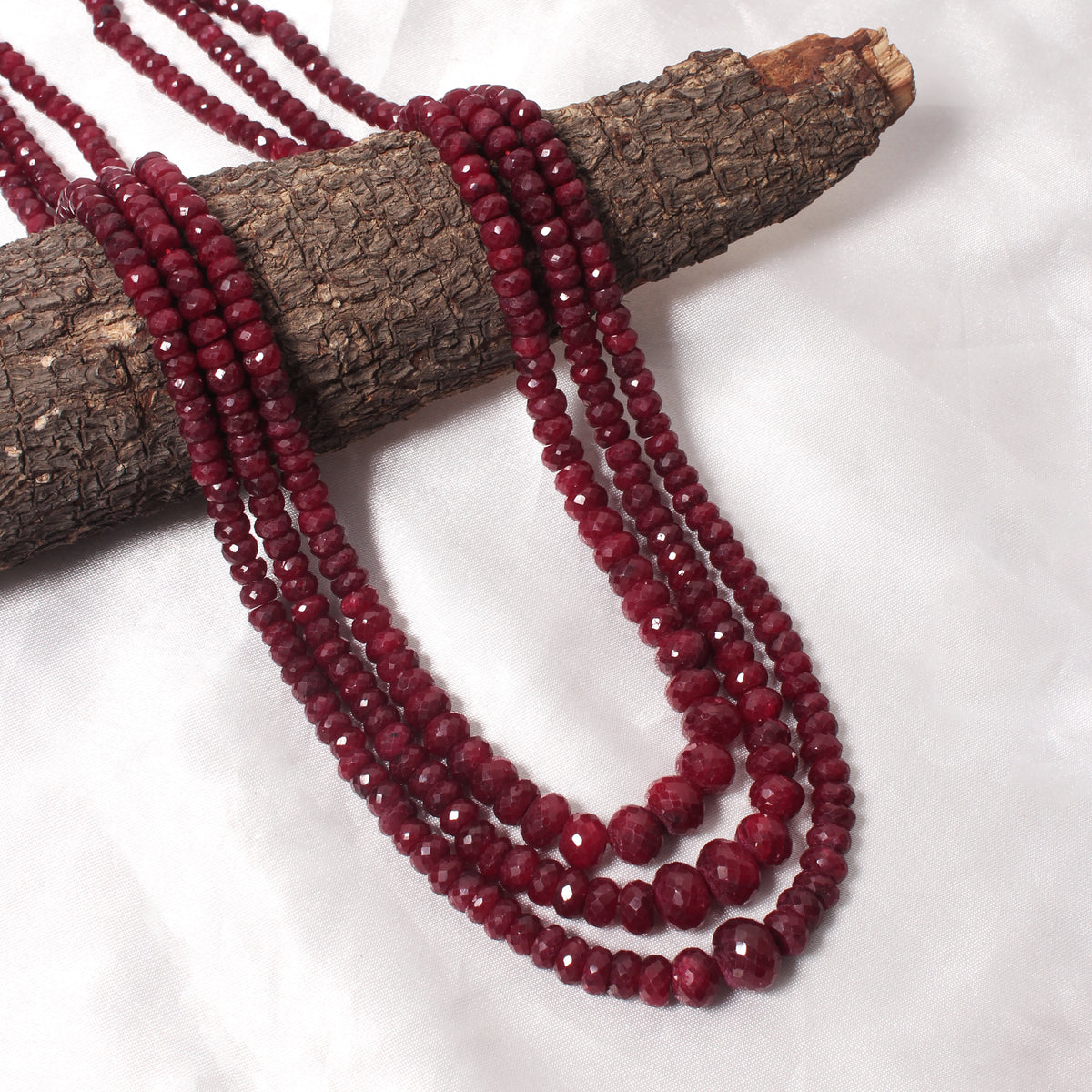 Elegant Ruby 3-Layer Sarafa Necklace – Traditional Red Gemstone Jewelry for Love & Confidence