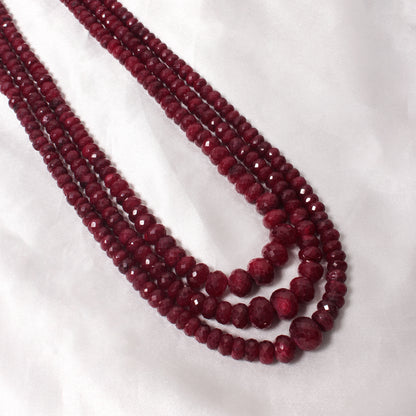 Elegant Ruby 3-Layer Sarafa Necklace – Traditional Red Gemstone Jewelry for Love & Confidence