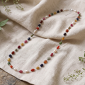 Elegant Natural Navratna Smooth Oval Nuggets Gemstone Necklace – 9 Gemstones for Balance, Prosperity & Positive Energy
