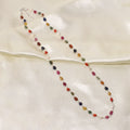 Elegant Natural Navratna Gemstone Necklace – 4×7 mm Smooth Oval Nuggets for Luck, Prosperity & Harmony
