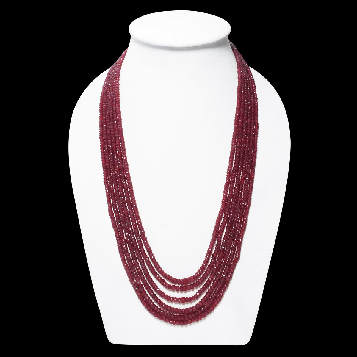 Natural Ruby 6-Layer Sarafa Necklace – Faceted Red Ruby Gemstone Beads | Handcrafted Statement Jewelry