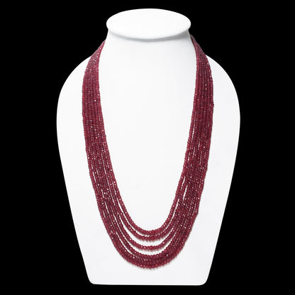 Natural Ruby 6-Layer Sarafa Necklace – Faceted Red Ruby Gemstone Beads | Handcrafted Statement Jewelry
