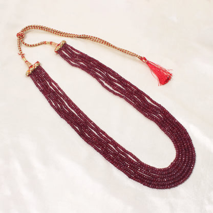 Natural Ruby 6-Layer Sarafa Necklace – Faceted Red Ruby Gemstone Beads | Handcrafted Statement Jewelry