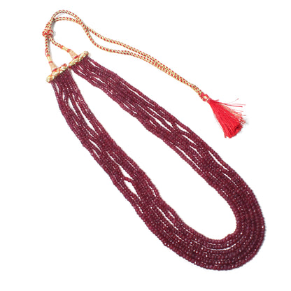 Natural Ruby 6-Layer Sarafa Necklace – Faceted Red Ruby Gemstone Beads | Handcrafted Statement Jewelry
