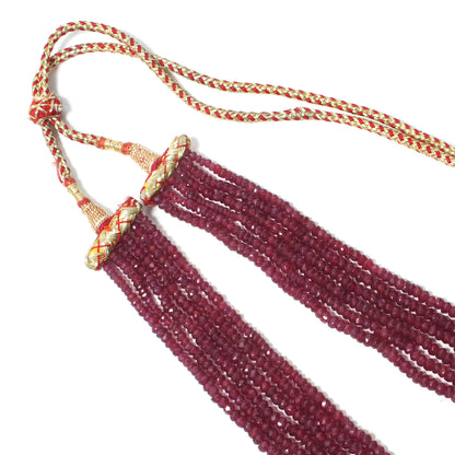 Natural Ruby 6-Layer Sarafa Necklace – Faceted Red Ruby Gemstone Beads | Handcrafted Statement Jewelry