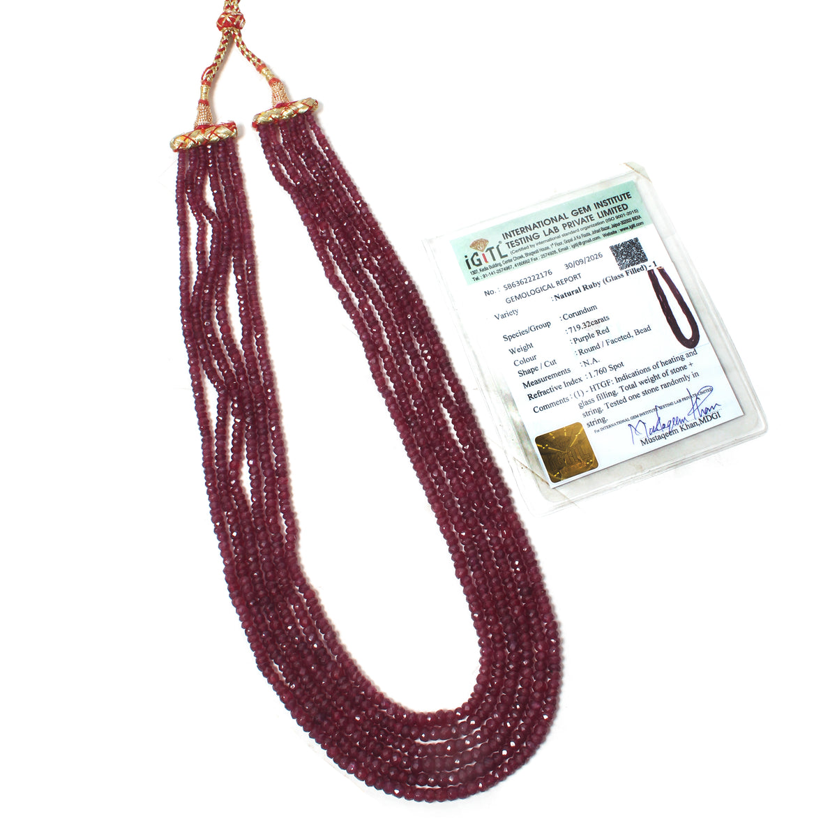 Natural Ruby 6-Layer Sarafa Necklace – Faceted Red Ruby Gemstone Beads | Handcrafted Statement Jewelry