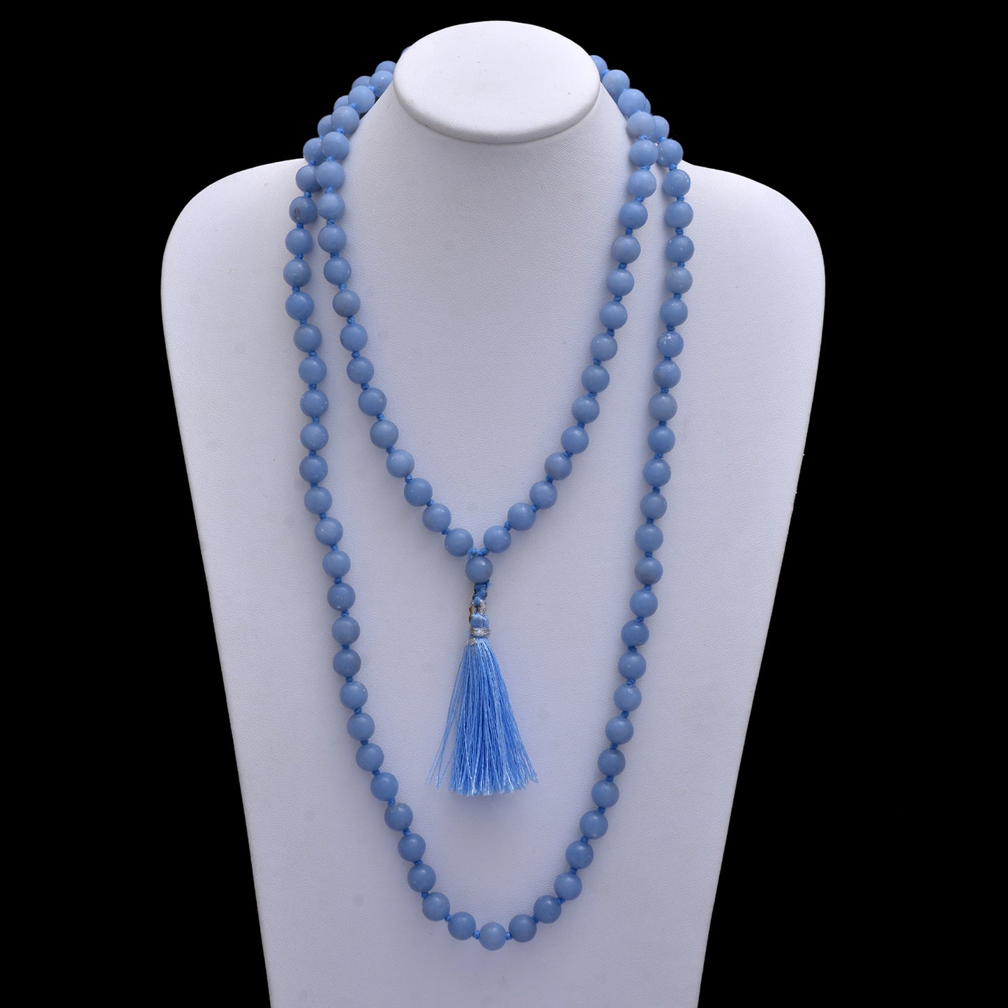 Angelite Gemstone Japa Mala - Enhance Spiritual Growth & Inner Peace