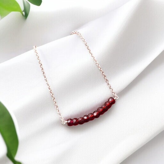 Natural Garnet Beaded Chain Bracelet
