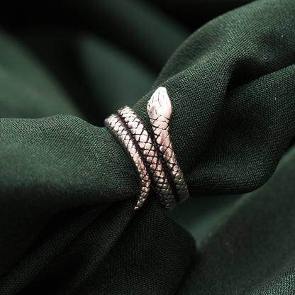 Serpent Snake Shape Ring in Sterling Silver – Adjustable Statement Jewelry for Bold Style