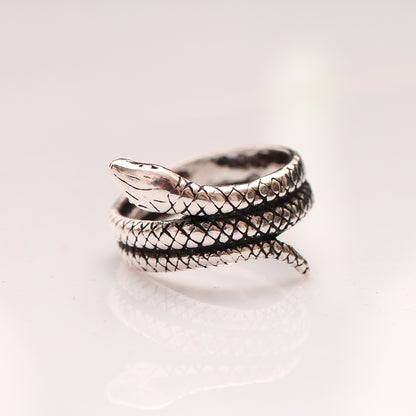 Serpent Snake Shape Ring in Sterling Silver – Adjustable Statement Jewelry for Bold Style