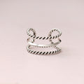 Twisted Cuff Design 925 Sterling Silver Ring – Adjustable Minimalist Statement Band