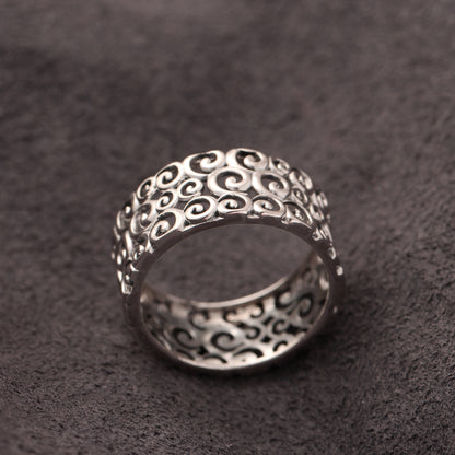925 Sterling Silver Swirl Pattern Ring – Artistic Filigree Design for Timeless Elegance