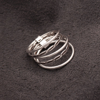 925 Sterling Silver Multi-Layer Ring – Modern Stackable Band for Everyday Elegance