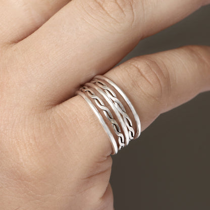 925 Sterling Silver Multi-Layer Ring – Modern Stackable Band for Everyday Elegance