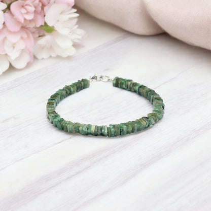 Emerald Gemstone Bracelet with 925 Sterling Silver Lobster Clasp