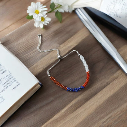 Aquamarine / Hessonite / lapis lazuli/ Carnelian Twist Layer Silver Bracelet ( Bolo Bracelet )