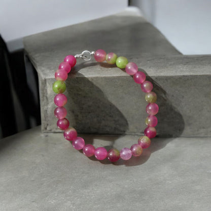 Charming Candy Quartz Round Beads Bracelet with Sterling Silver Lobster Lock