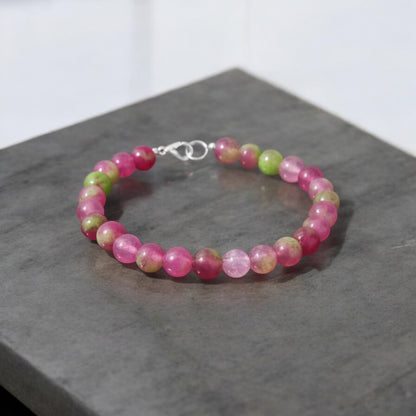 Charming Candy Quartz Round Beads Bracelet with Sterling Silver Lobster Lock