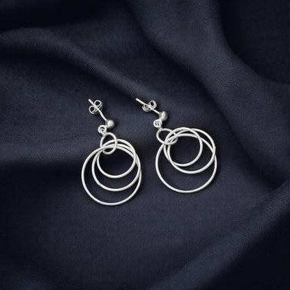 925 Solid Sterling Silver Multi-Circle Earrings For Women