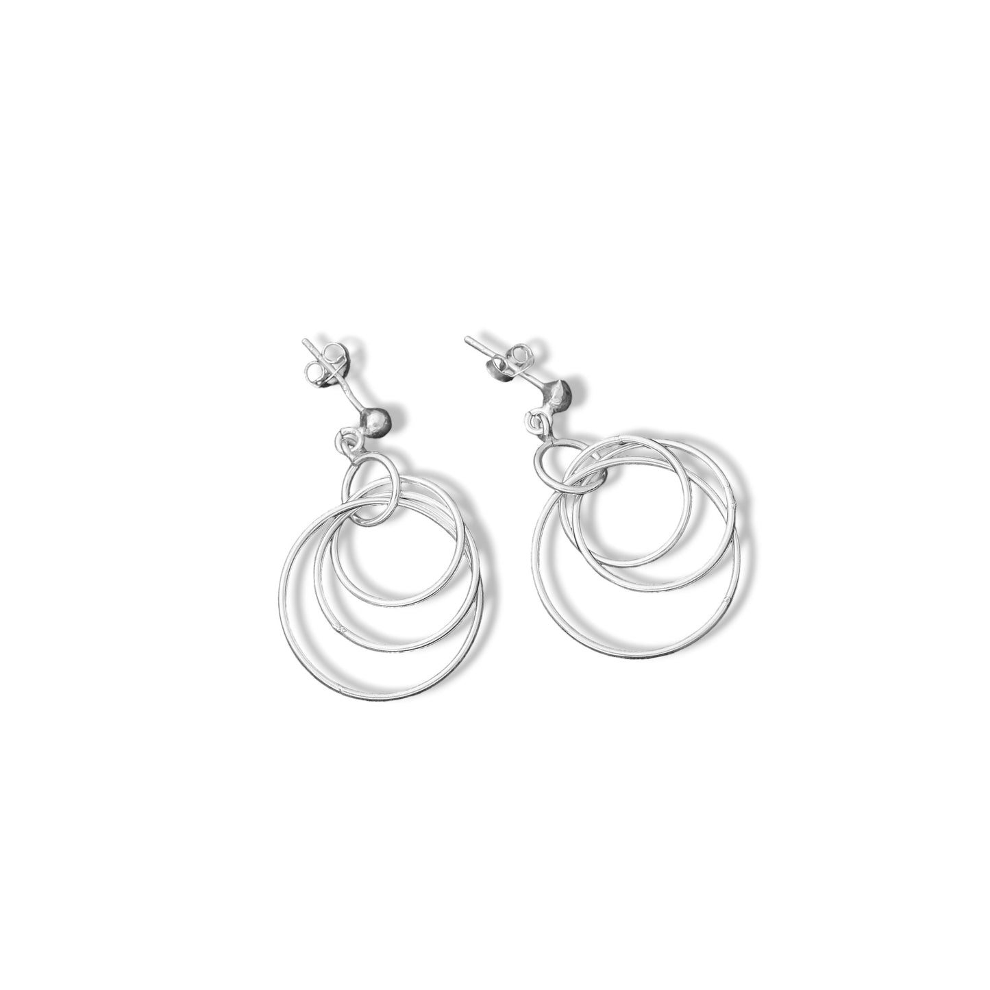 925 Solid Sterling Silver Multi-Circle Earrings For Women