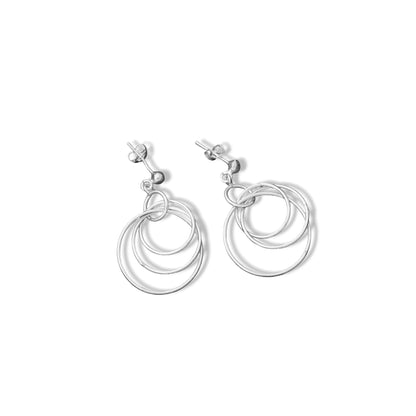 925 Solid Sterling Silver Multi-Circle Earrings For Women