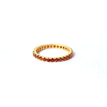 Elegant Rhodolite Garnet Eternity Band Ring – Natural Red Sparkle in 925 Silver