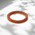Natural Hessonite (Gomed) Beaded Bangle Bracelet – Powerful Energy & Confidence Boosting Gemstone Jewelry