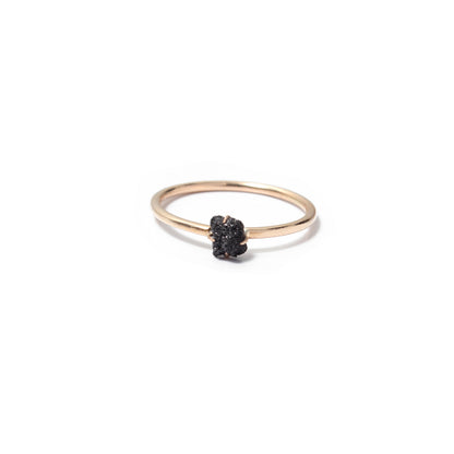 Minimalist Natural Black Diamond Ring – Elegant Handmade Jewelry