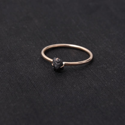 Minimalist Natural Black Diamond Ring – Elegant Handmade Jewelry