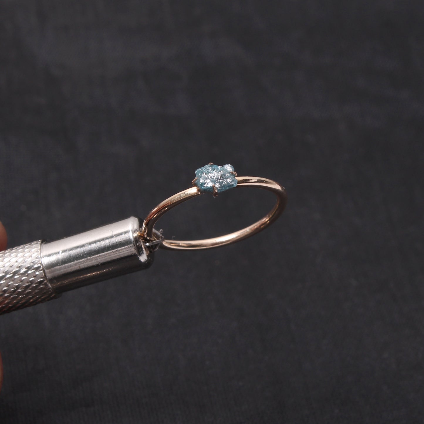 Elegant Natural Blue Diamond Ring – Unique Handmade Jewelry