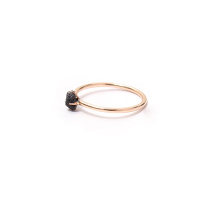 Minimalist Natural Black Diamond Ring – Elegant Handmade Jewelry