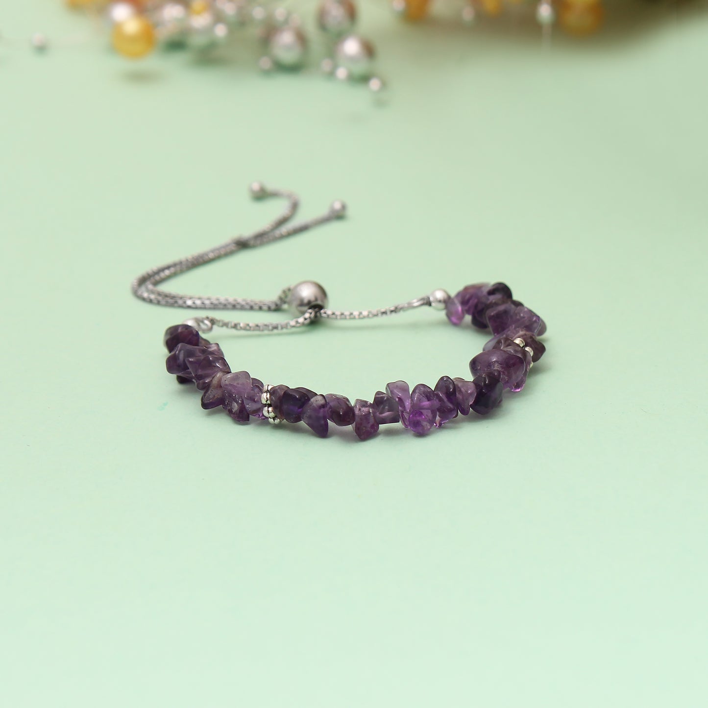 Amethyst Bolo Chain Bracelet - Calming & Healing Benefits