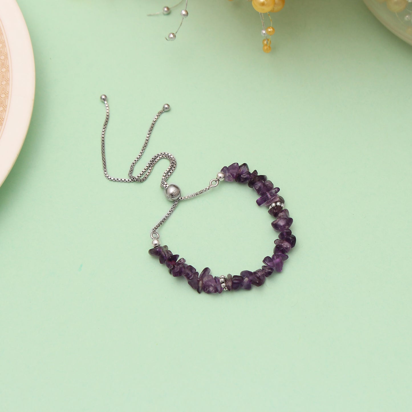 Amethyst Bolo Chain Bracelet - Calming & Healing Benefits