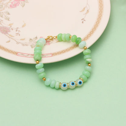 Green Candy Opal & Evil Eye Rakhi/Bracelet - Harmony & Protection Benefits