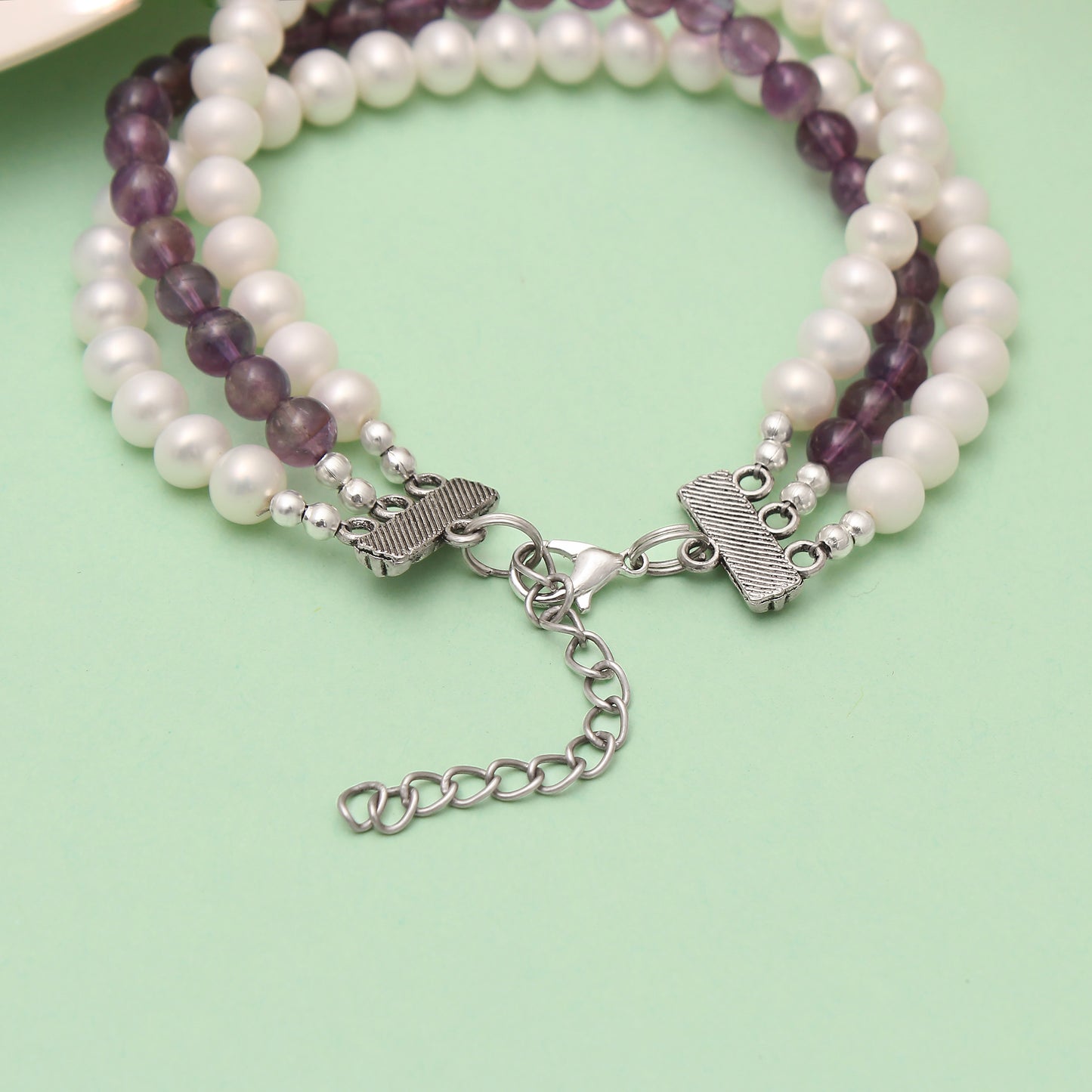 Pearl & Amethyst Layered Bracelet - Elegance & Healing