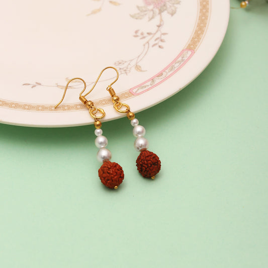 Pearl & Rudraksha Earrings For Her