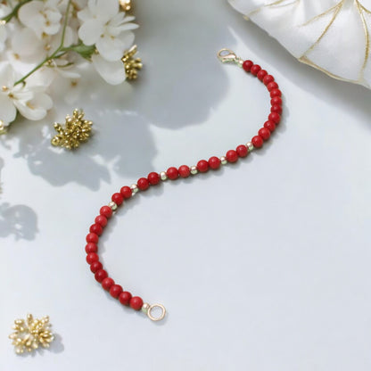 Red Coral Beaded Bracelet/Rakhi- Vitality & Courage