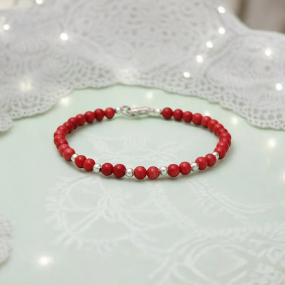 Red Coral Beaded Bracelet/Rakhi- Vitality & Courage