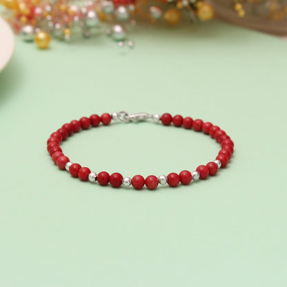 Red Coral Beaded Bracelet/Rakhi- Vitality & Courage