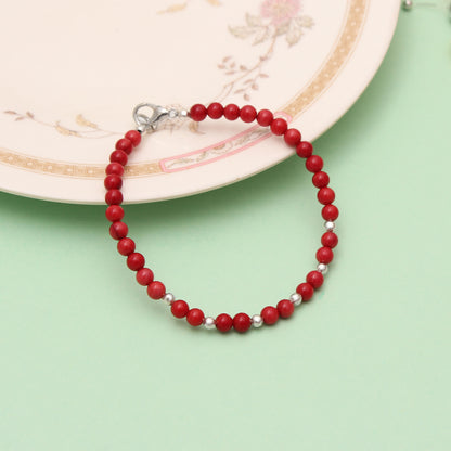 Red Coral Beaded Bracelet/Rakhi- Vitality & Courage