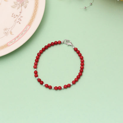 Red Coral Beaded Bracelet/Rakhi- Vitality & Courage