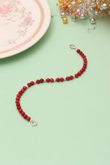 Red Coral Beaded Bracelet/Rakhi- Vitality & Courage