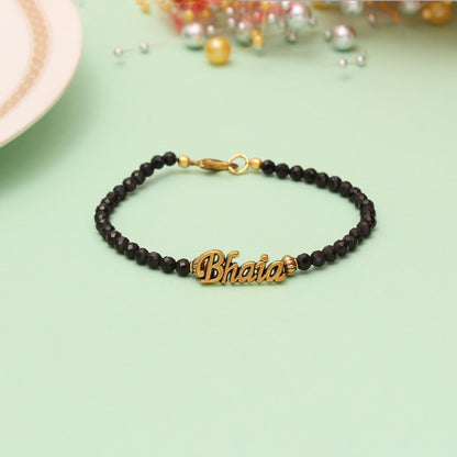 Black Spinel Beaded Bracelet/Rakhi - Strength & Protection