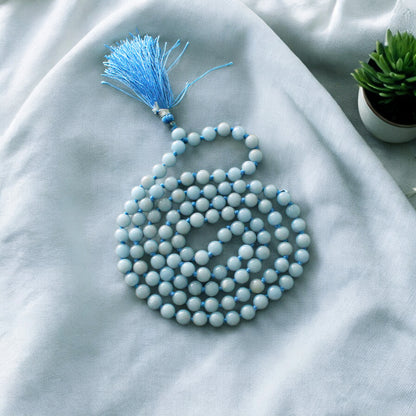 Angelite 108 Beads Japa Mala - Peace & Spiritual Connection