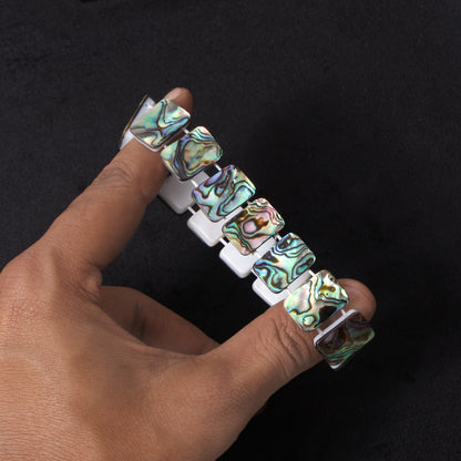 Natural Abalone Shell Gemstone Stretch Bracelet – Protective & Stylish Natural Jewelry